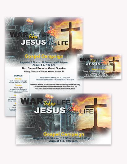 GACC War Takes Life Jesus Saves Life Gospel Campaign